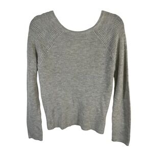 Aerie Reversible Wrap Back Knit Sweater Grey Long Sleeve Small cozy capsule yoga